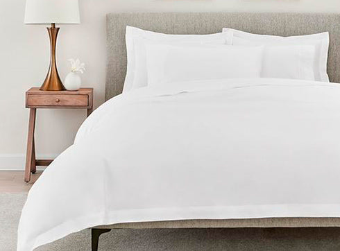 Percale White Sheet Set on Bed