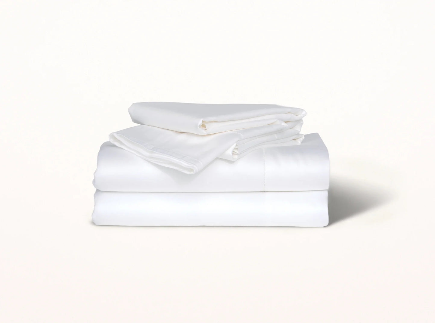 Organic cotton sateen hemstitched sheet set in white - luxury bedding made in Portugal